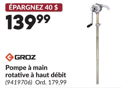 Pompe à main rotative à haut débit