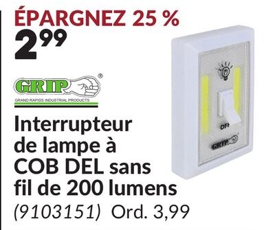 Interrupteur de lampe à COB DEL sans fil de 200…