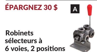 Robinets sélecteurs à 6 voies, 2 positions 16 g…