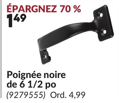 Poignée noire de 6 1/2 po