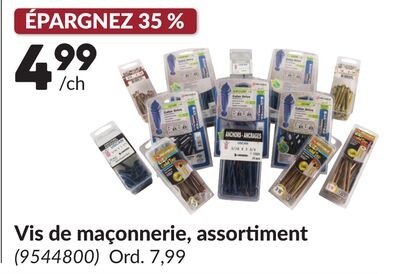 Vis de maçonnerie, assortiment