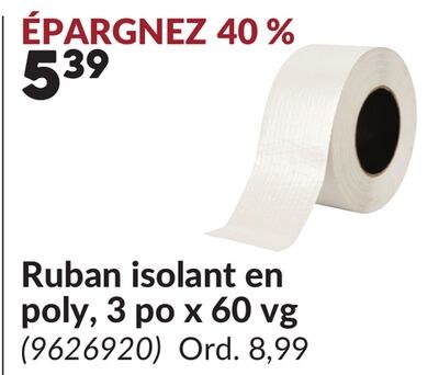 Ruban isolant en poly, 3 po x 60 vg