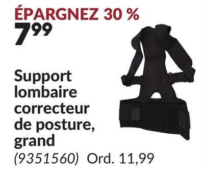 Support lombaire correcteur de posture, grand