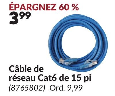 Câble de réseau Cat6 de 15 pi