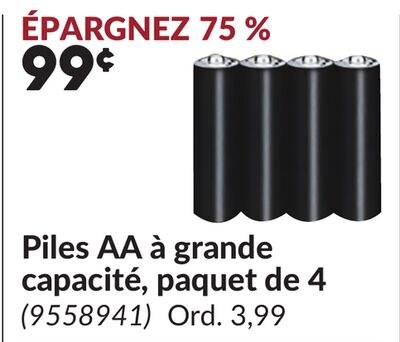 Piles AA à grande capacité, paquet de 4