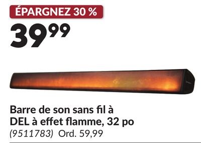 Barre de son sans fil à DEL à effet flamme, 32 …
