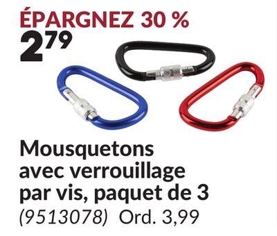 Mousquetons avec verrouillage par vis, paquet d…