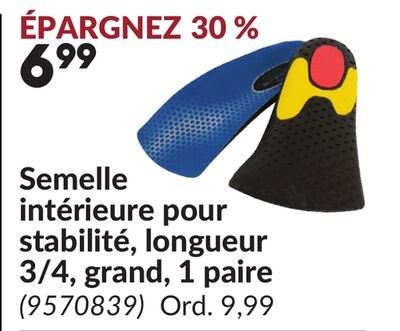 Semelle intérieure pour stabilité, longueur 3/4…