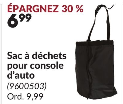 Sac à déchets pour console d'auto
