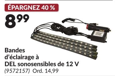 Bandes d'éclairage à DEL sonosensibles de 12 V