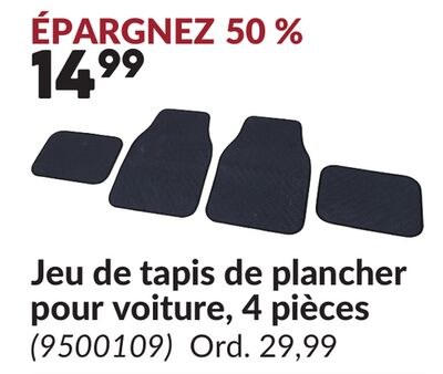 Jeu de tapis de plancher pour voiture, 4 pièces