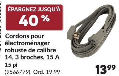 Cordons pour électroménager robuste de calibre …