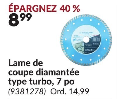 Lame de coupe diamantée type turbo, 7 po