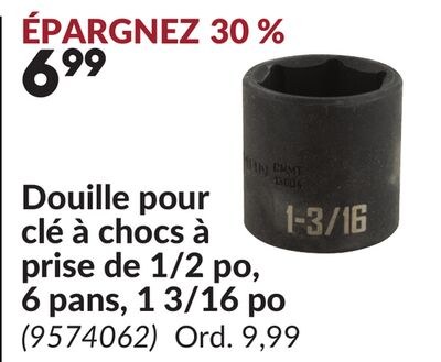 Douille pour clé à chocs à prise de 1/2 po, 6 p…