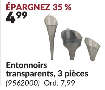 Entonnoirs transparents, 3 pièces