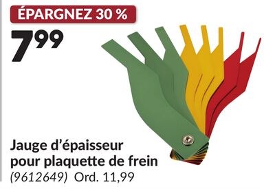 Jauge d'épaisseur pour plaquette de frein