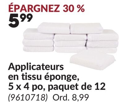 Applicateurs en tissu éponge, 5 x 4 po, paquet …