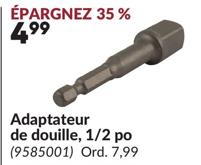 Adaptateur de douille, 1/2 po