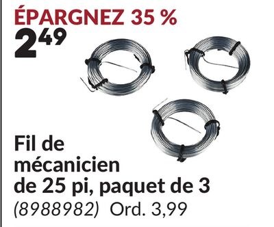Fil de mécanicien de 25 pi, paquet de 3