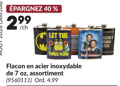 Flacon en acier inoxydable de 7 oz, assortiment