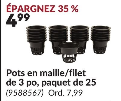 Pots en maille/filet de 3 po, paquet de 25
