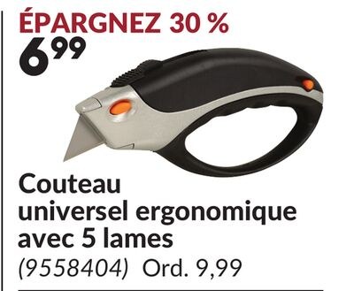 Couteau universel ergonomique avec 5 lames
