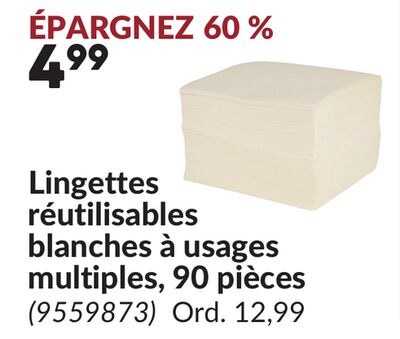 Lingettes réutilisables blanches à usages multi…