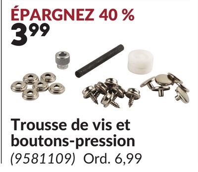 Trousse de vis et boutons-pression