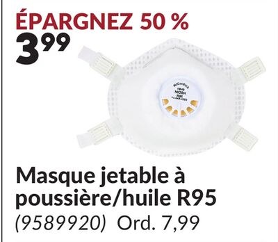Masque jetable à poussière/huile R95