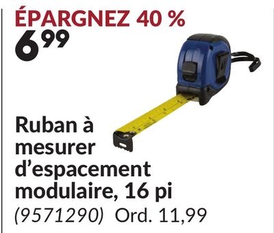 Ruban à mesurer d'espacement modulaire, 16 pi