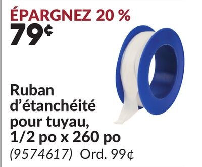Ruban d'étanchéité pour tuyau, 1/2 po x 260 po