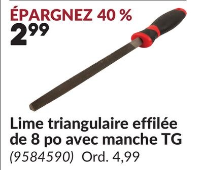 Lime triangulaire effilée de 8 po avec manche TG