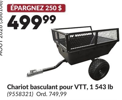 Chariot basculant pour VTT, 1 543 lb