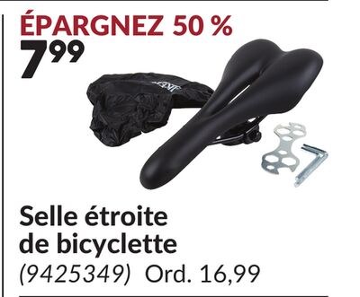 Selle étroite de bicyclette