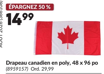 Drapeau canadien en poly, 48 x 96 po