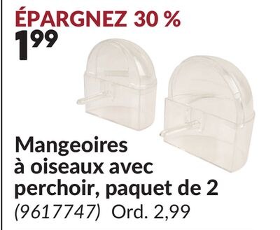 Mangeoires à oiseaux avec perchoir, paquet de 2