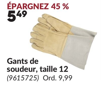 Gants de soudeur, taille 12