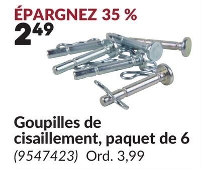 Goupilles de cisaillement, paquet de 6