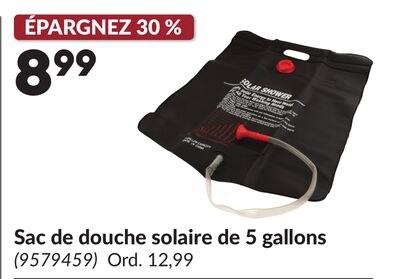 Sac de douche solaire de 5 gallons
