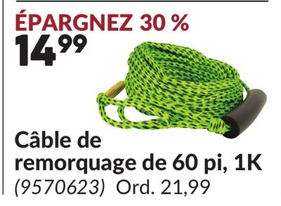 Câble de remorquage de 60 pi, 1K