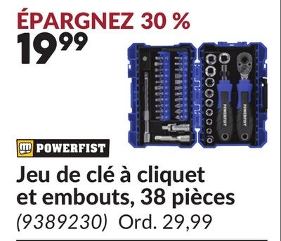 Jeu de clé à cliquet et embouts, 38 pièces
