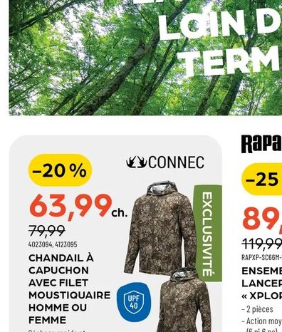 Connec Chandail à capuchon avec filet moustiqua…