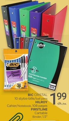 BIC CRISTAL ball pens HILROY Notebook, 108 page…