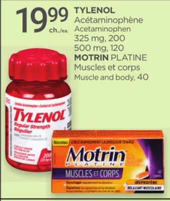 TYLENOL Acetaminophen MOTRIN PLATINE Muscle and…