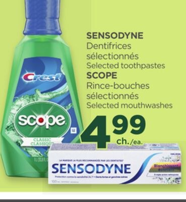 SENSODYNE Selected toothpastes SCOPE Selected m…