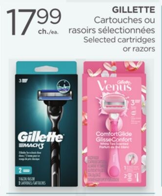 GILLETTE Selected cartridges or razors
