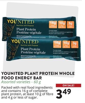 YOUNITED PLANT PROTEIN WHOLE FOOD ENERGY BAR