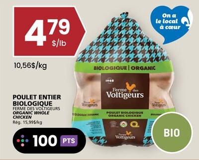 POULET ENTIER BIOLOGIQUE FERME DES VOLTIGEURS