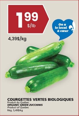 COURGETTES VERTES BIOLOGIQUES