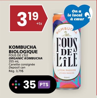 KOMBUCHA BIOLOGIQUE FOUS DE L'ÎLE